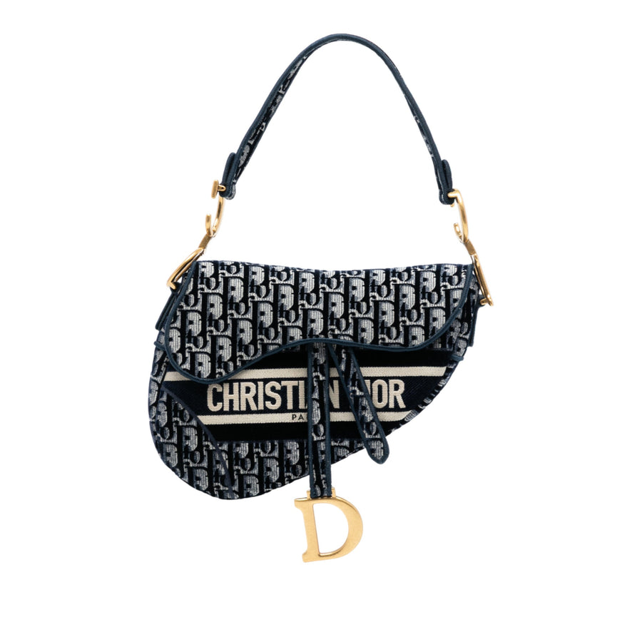 Second hand Dior Saddle Canvas No Strap Handbag Blue - Tabita Bags