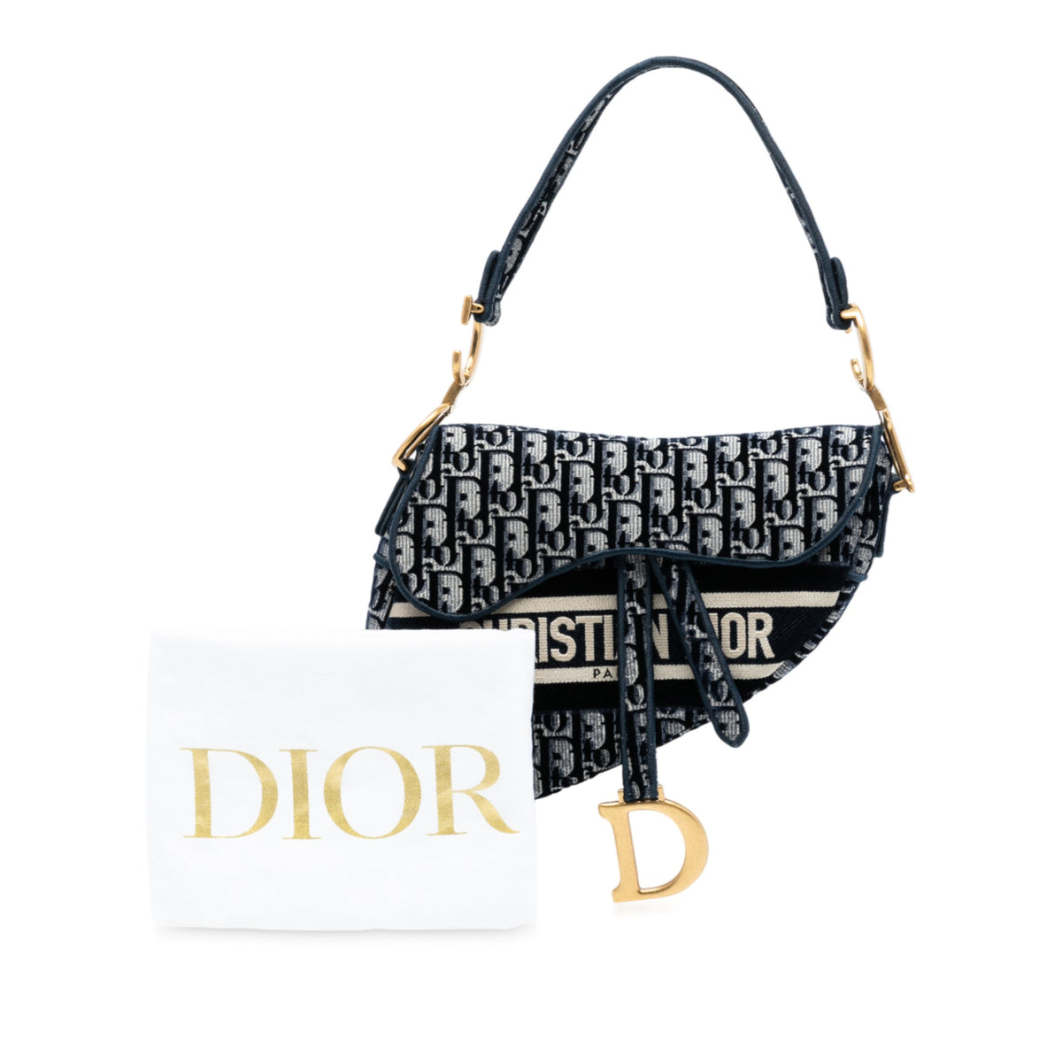 Second hand Dior Saddle Canvas No Strap Handbag Blue - Tabita Bags