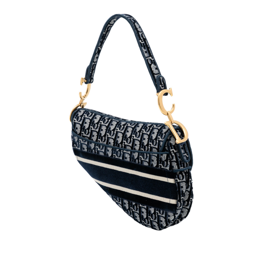 Second hand Dior Saddle Canvas No Strap Handbag Blue - Tabita Bags