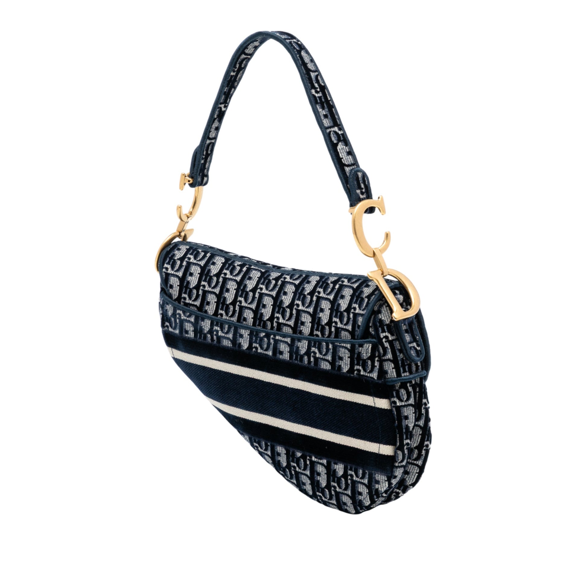 Second hand Dior Saddle Canvas No Strap Handbag Blue - Tabita Bags