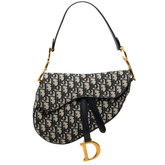 Second hand Dior Saddle Canvas No Strap Handbag Blue - Tabita Bags