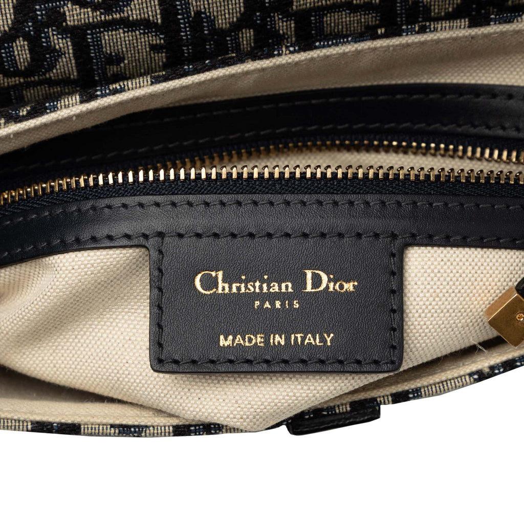 Second hand Dior Saddle Canvas No Strap Handbag Blue - Tabita Bags