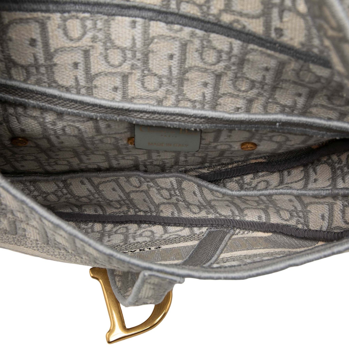 Second hand Dior Saddle Canvas No Strap Handbag Grey - Tabita Bags