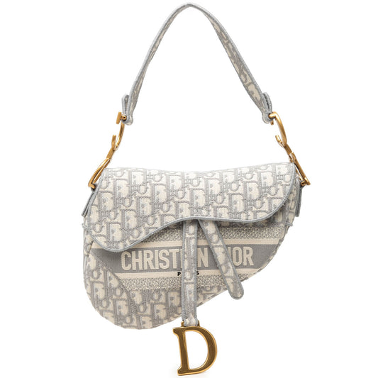 Second hand Dior Saddle Canvas No Strap Handbag Grey - Tabita Bags