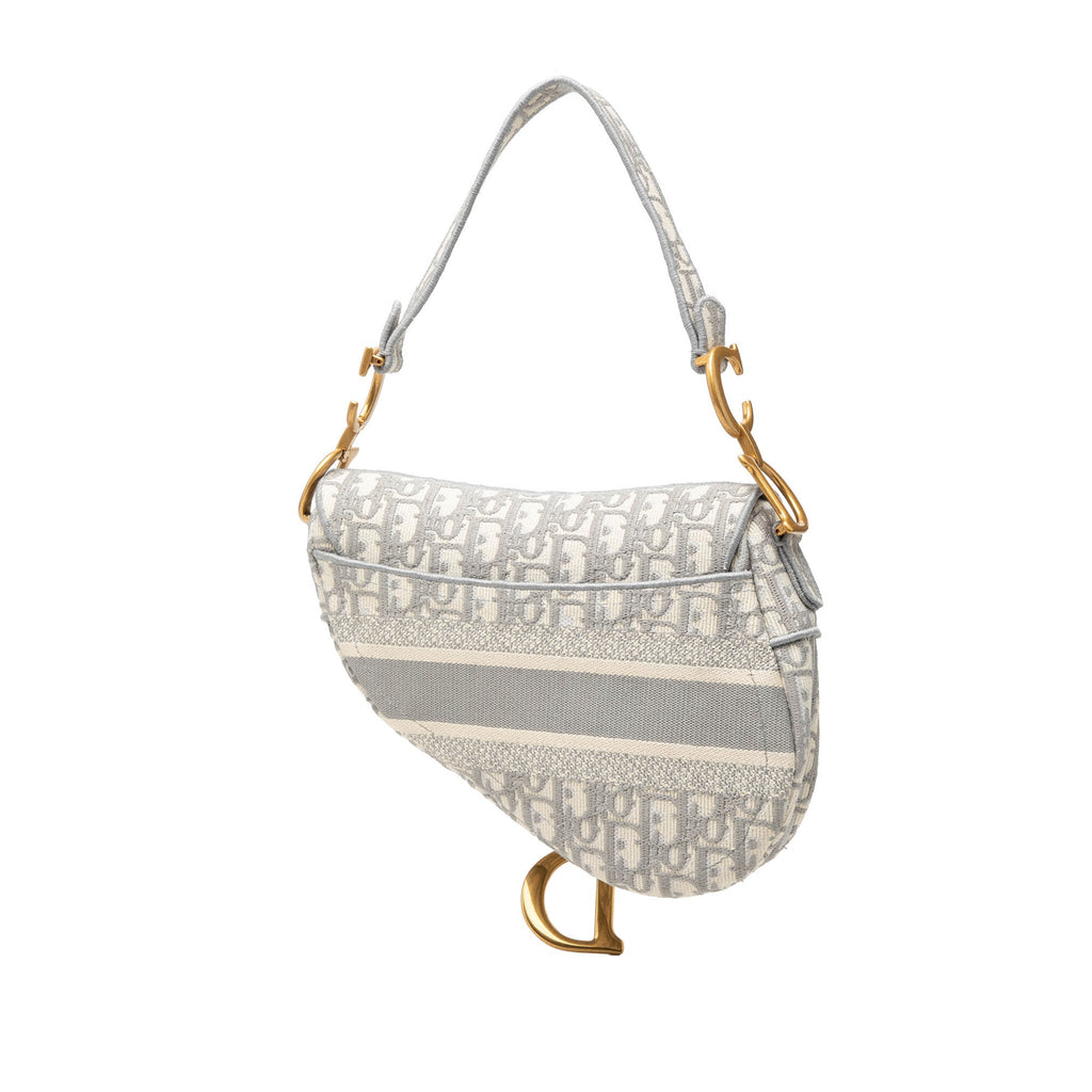 Second hand Dior Saddle Canvas No Strap Handbag Grey - Tabita Bags