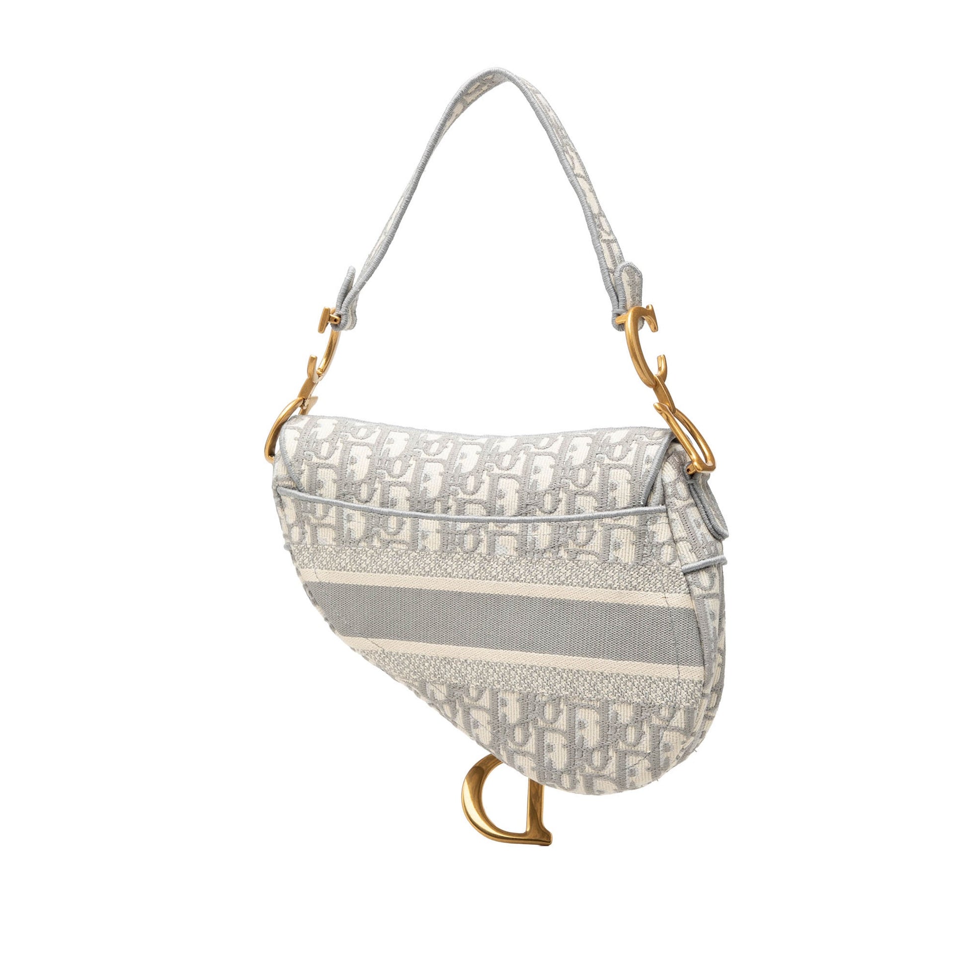 Second hand Dior Saddle Canvas No Strap Handbag Grey - Tabita Bags