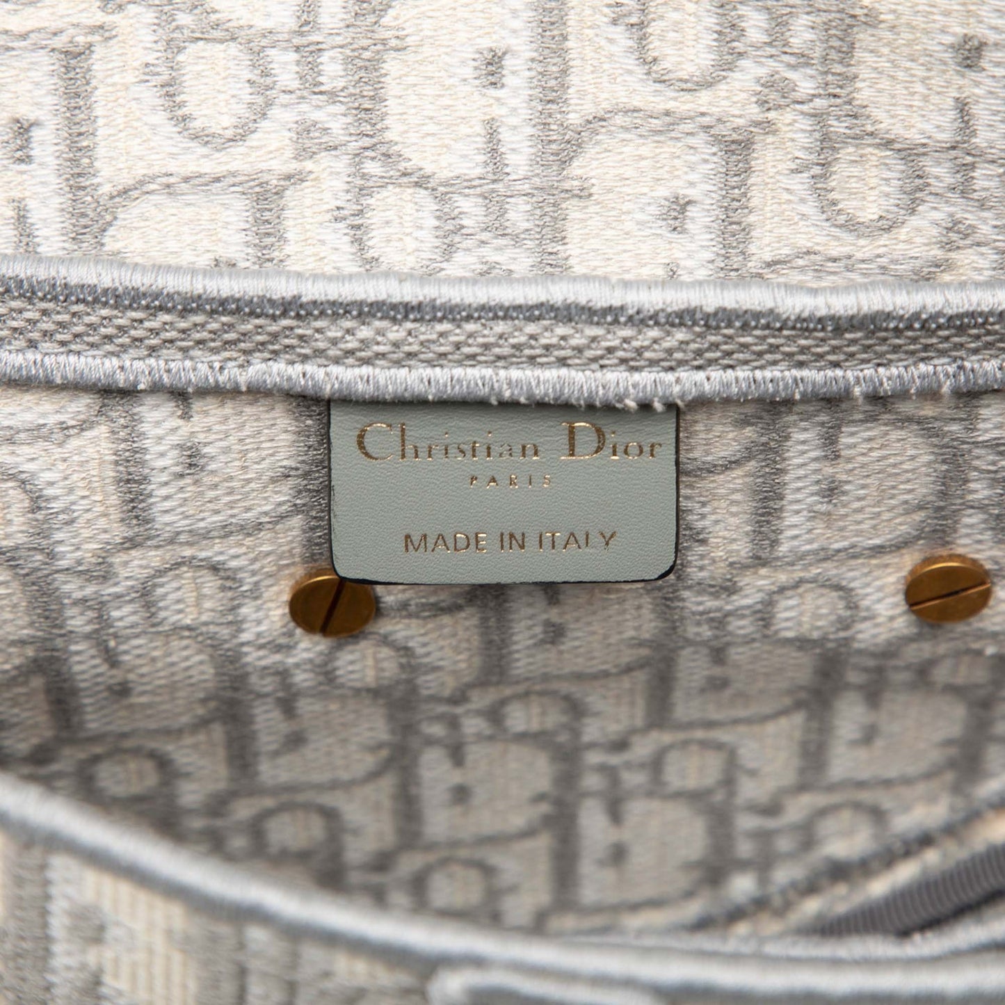 Second hand Dior Saddle Canvas No Strap Handbag Grey - Tabita Bags