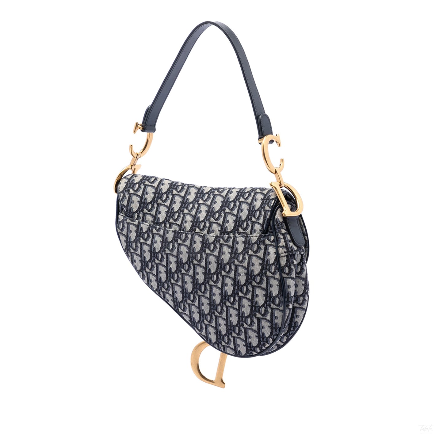 Second hand Dior Saddle Canvas No Strap Handbag Oblique Blue - Tabita Bags