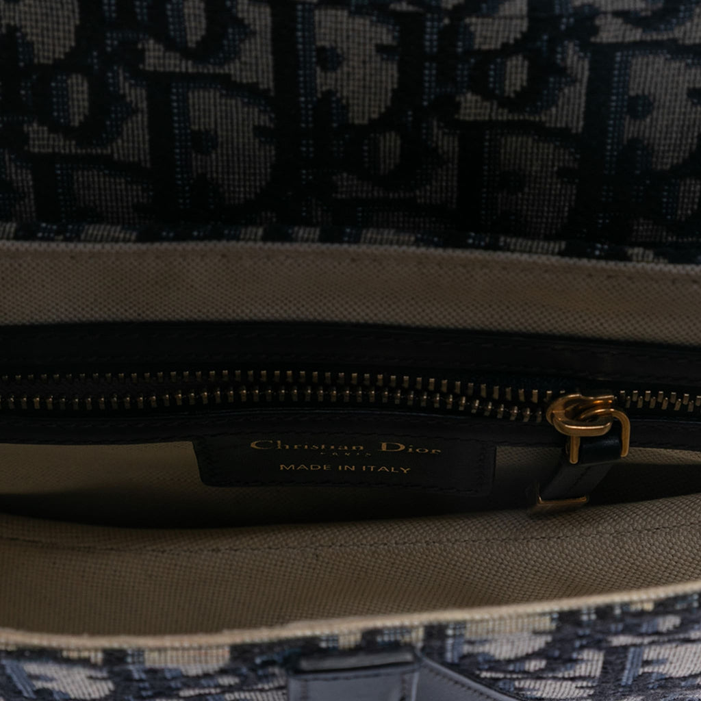 Second hand Dior Saddle Canvas No Strap Handbag Oblique Blue - Tabita Bags