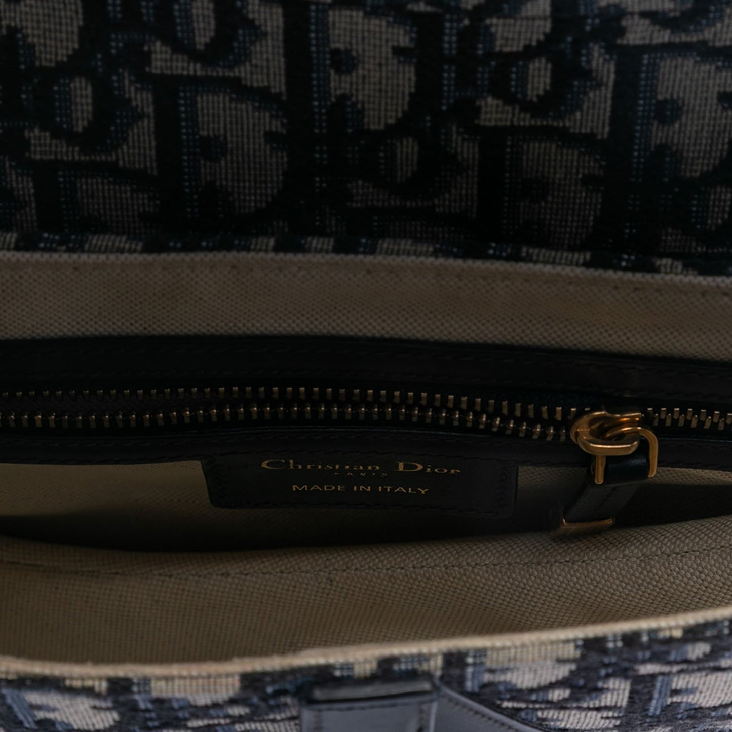 Second hand Dior Saddle Canvas No Strap Handbag Oblique Blue - Tabita Bags