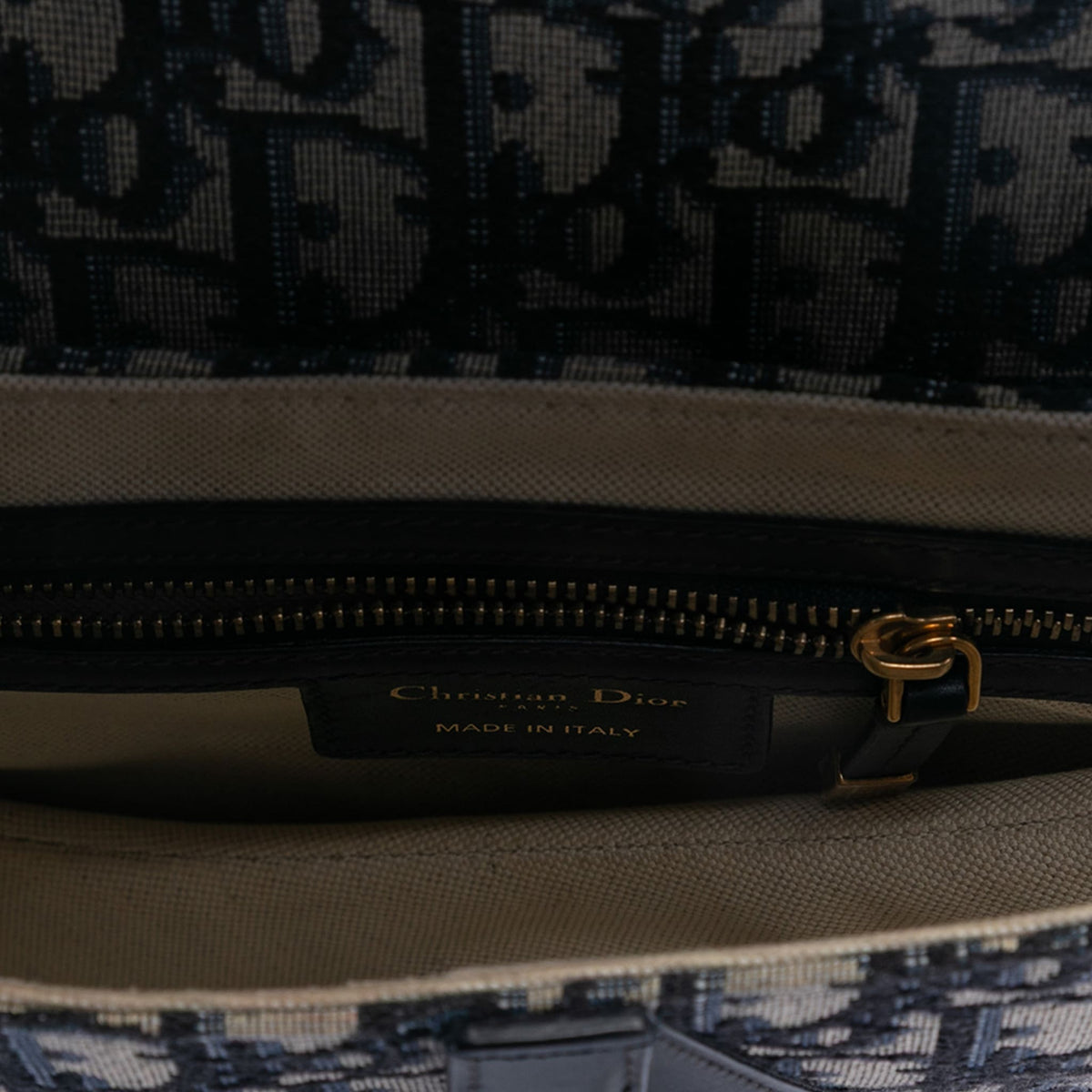 Second hand Dior Saddle Canvas No Strap Handbag Oblique Blue - Tabita Bags