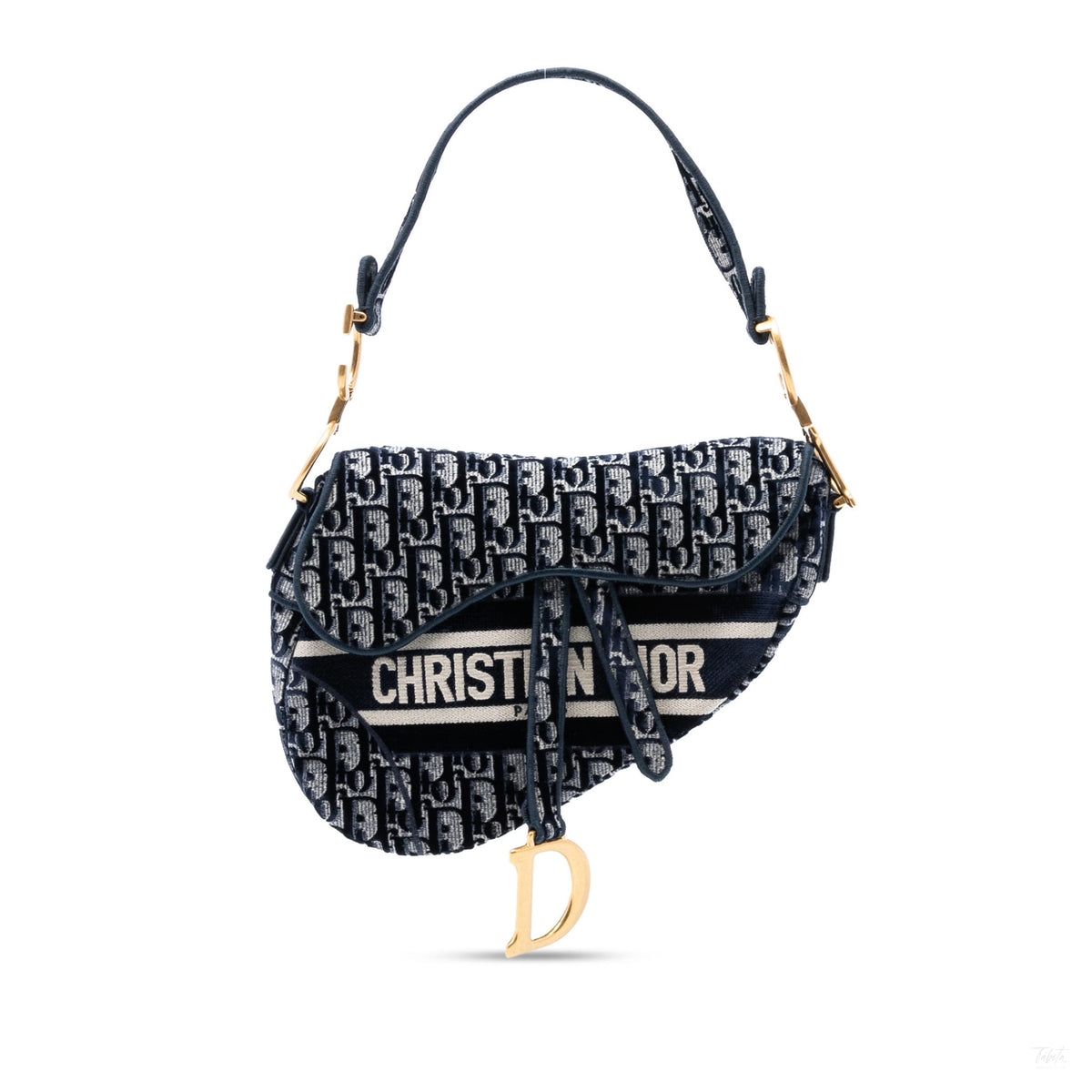 Second hand Dior Saddle Canvas No Strap Handbag Oblique Blue - Tabita Bags