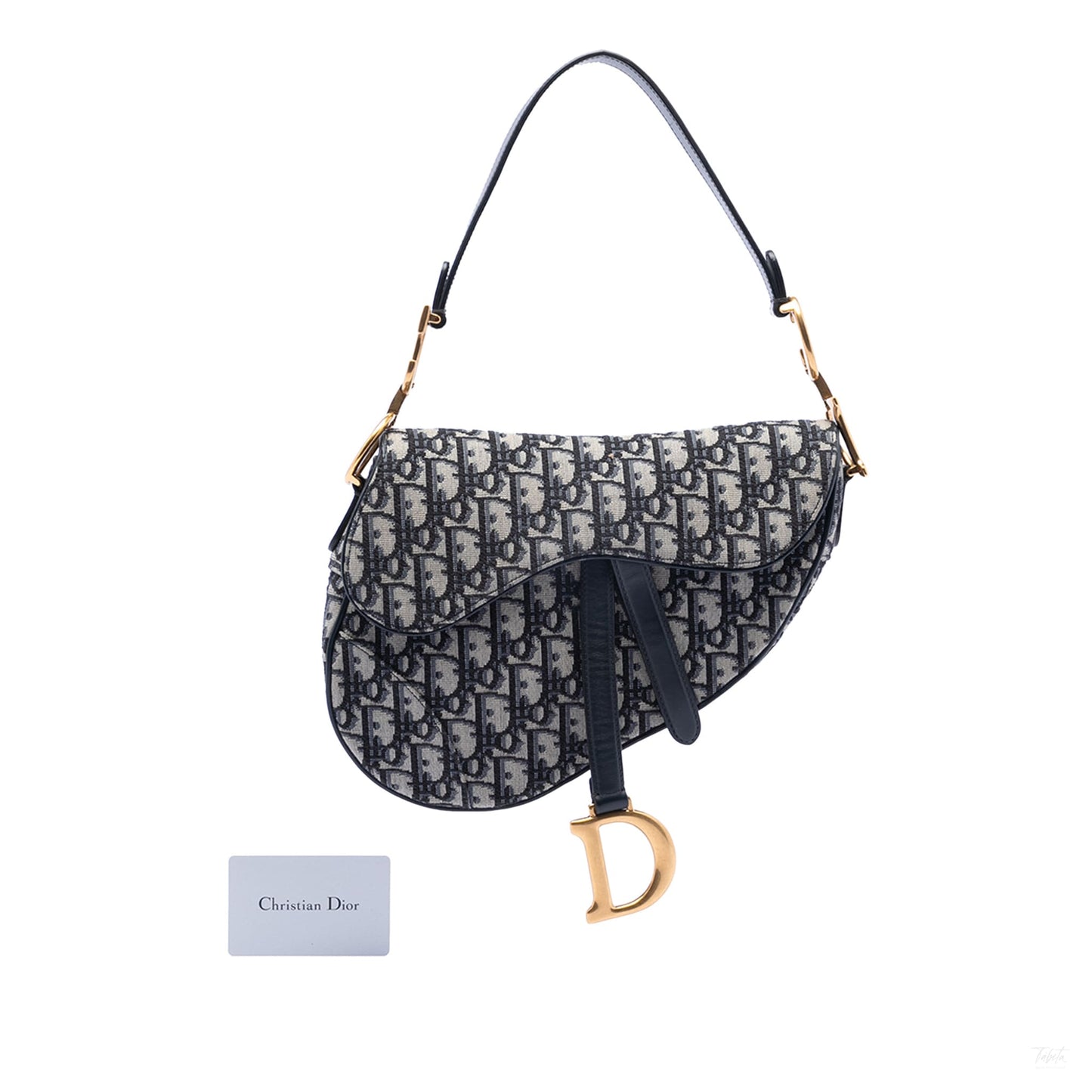 Second hand Dior Saddle Canvas No Strap Handbag Oblique Blue - Tabita Bags