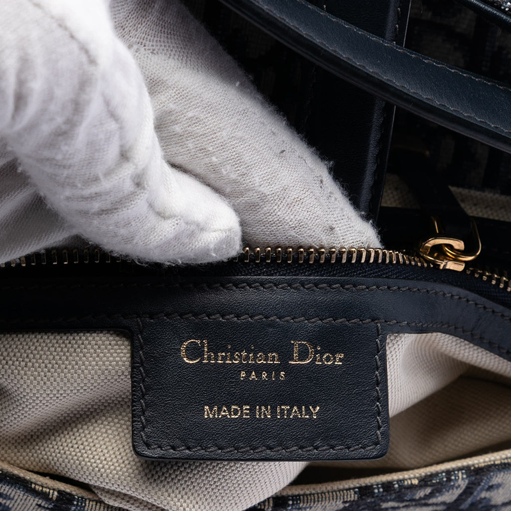 Second hand Dior Saddle Canvas No Strap Handbag Oblique Blue - Tabita Bags