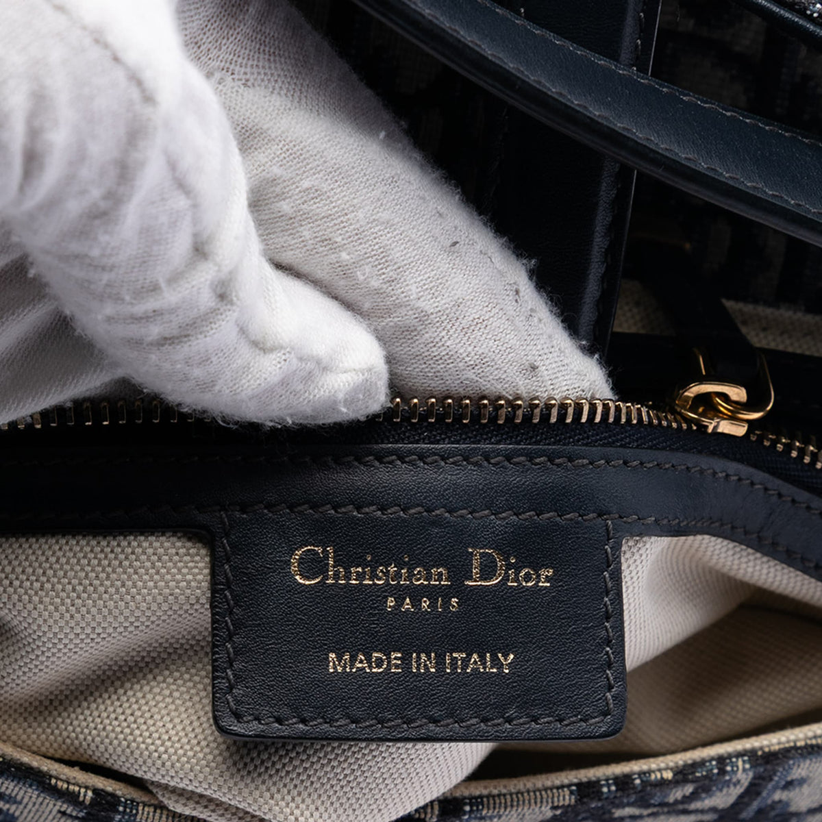 Second hand Dior Saddle Canvas No Strap Handbag Oblique Blue - Tabita Bags