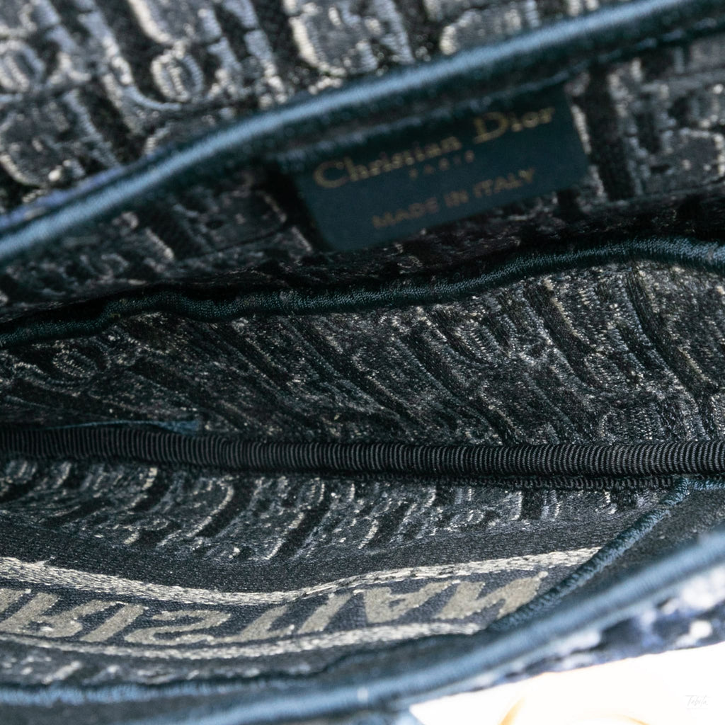 Second hand Dior Saddle Canvas No Strap Handbag Oblique Blue - Tabita Bags