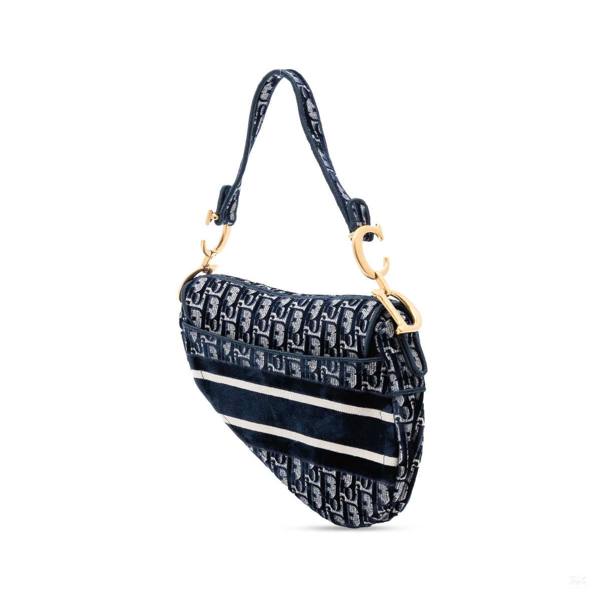 Second hand Dior Saddle Canvas No Strap Handbag Oblique Blue - Tabita Bags