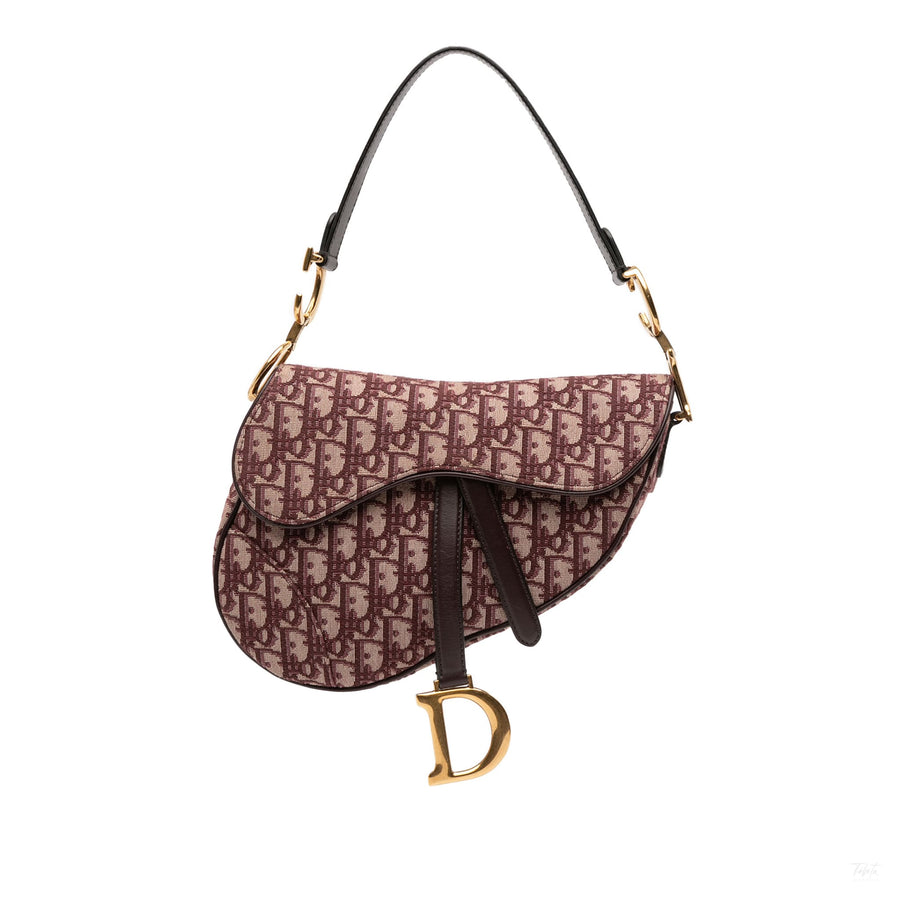 Second hand Dior Saddle Canvas No Strap Handbag Red - Tabita Bags
