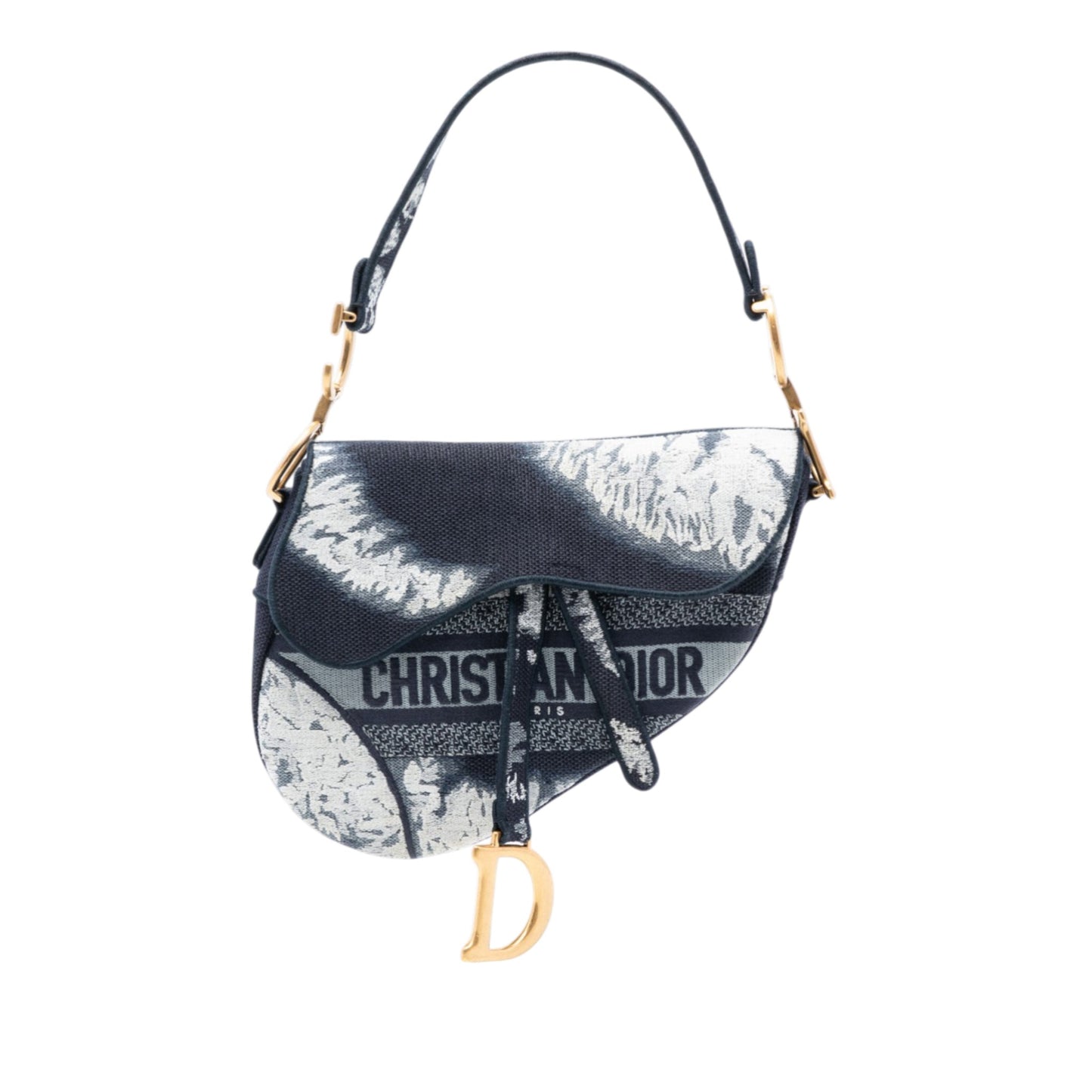 Second hand Dior Saddle Canvas No Strap Handbag Tie Dye Blue - Tabita Bags