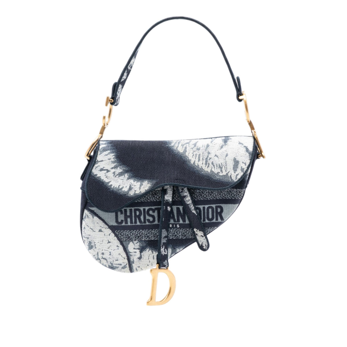 Second hand Dior Saddle Canvas No Strap Handbag Tie Dye Blue - Tabita Bags