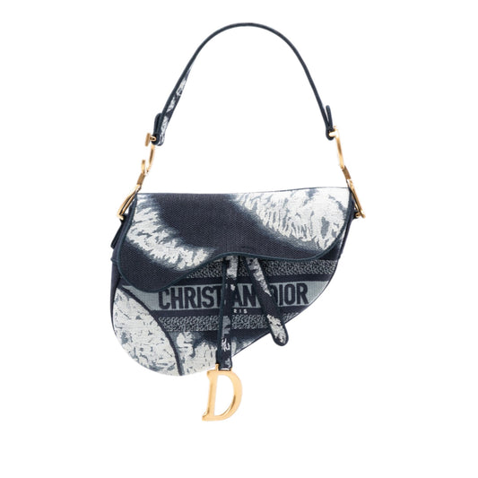 Second hand Dior Saddle Canvas No Strap Handbag Tie Dye Blue - Tabita Bags