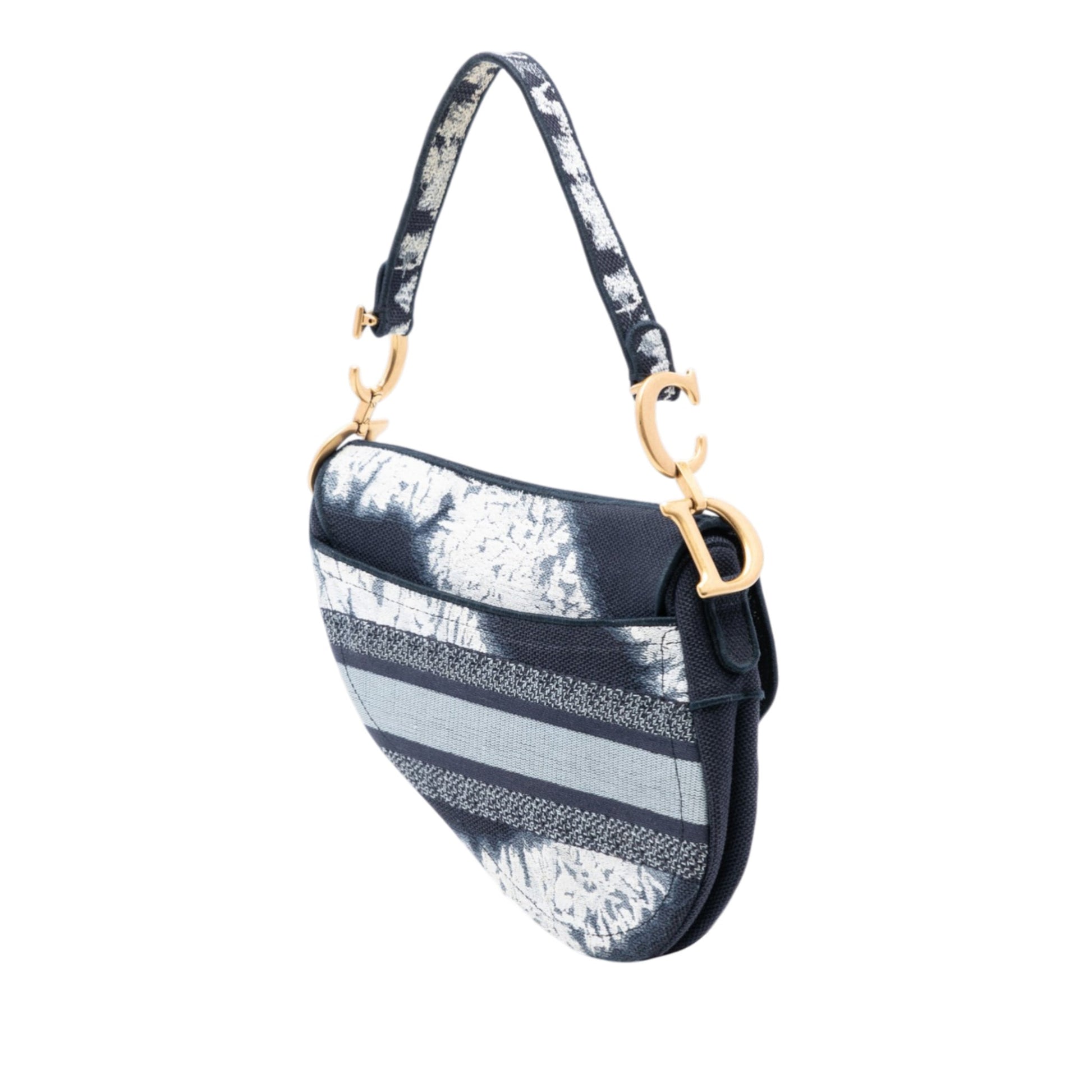 Second hand Dior Saddle Canvas No Strap Handbag Tie Dye Blue - Tabita Bags