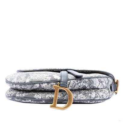Second hand Dior Saddle Canvas No Strap Handbag Toile De Jouy Grey - Tabita Bags