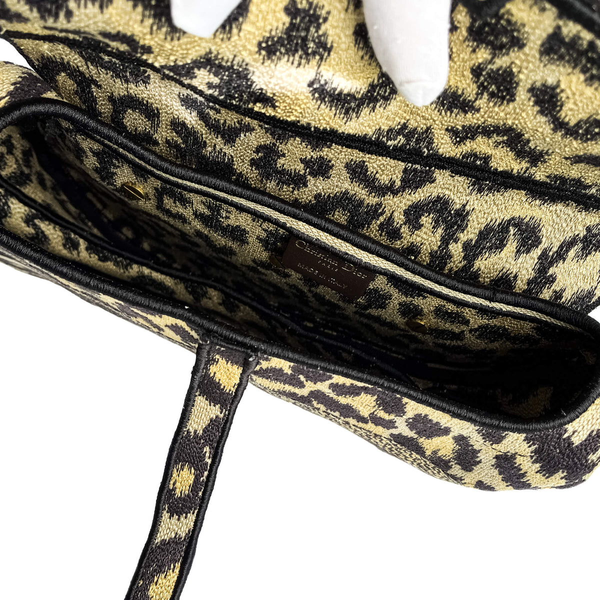 Second hand Dior Saddle Canvas Saddle Handbag No Strap Black Mizza Embroidery Animal Print - Tabita Bags