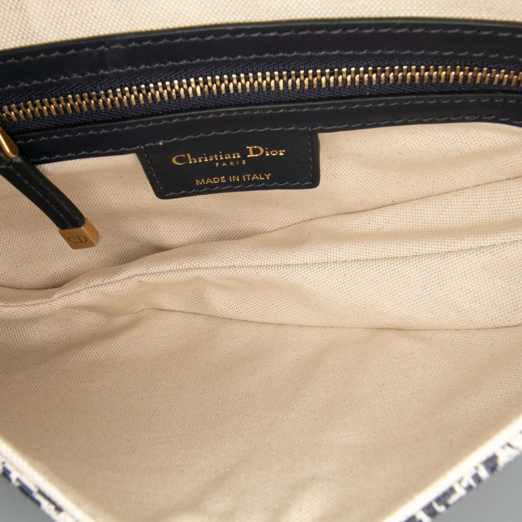 Second hand Dior Saddle Canvas Saddle Handbag No Strap Blue - Tabita Bags