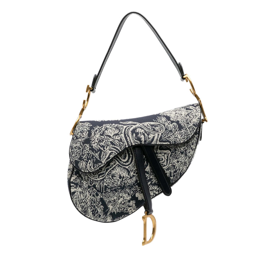 Second hand Dior Saddle Canvas Saddle Handbag No Strap Blue - Tabita Bags