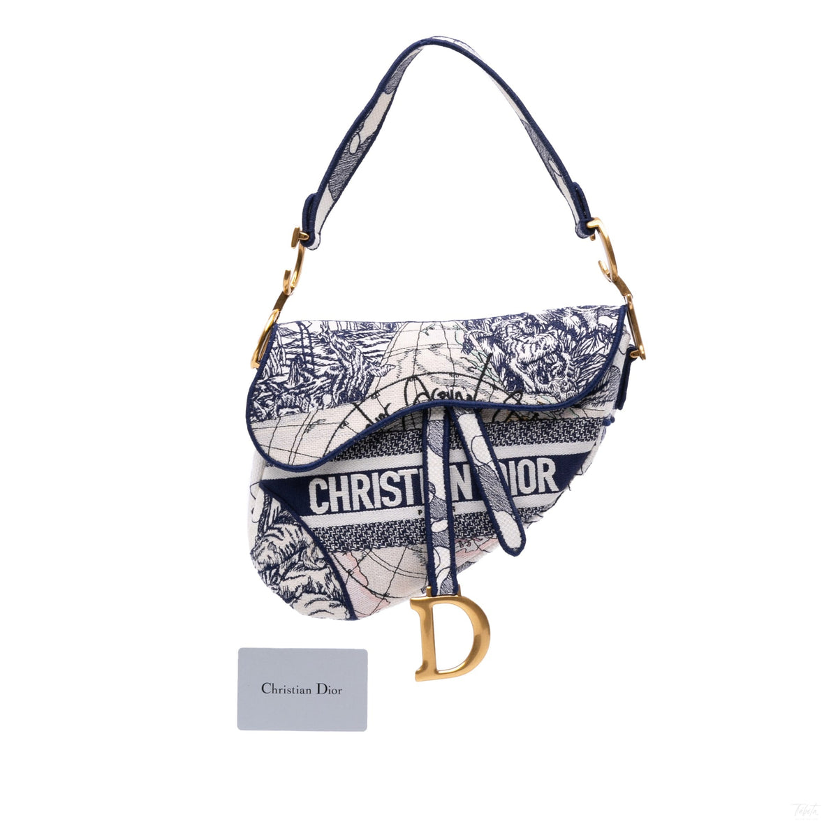 Second hand Dior Saddle Canvas Saddle Handbag No Strap Blue - Tabita Bags