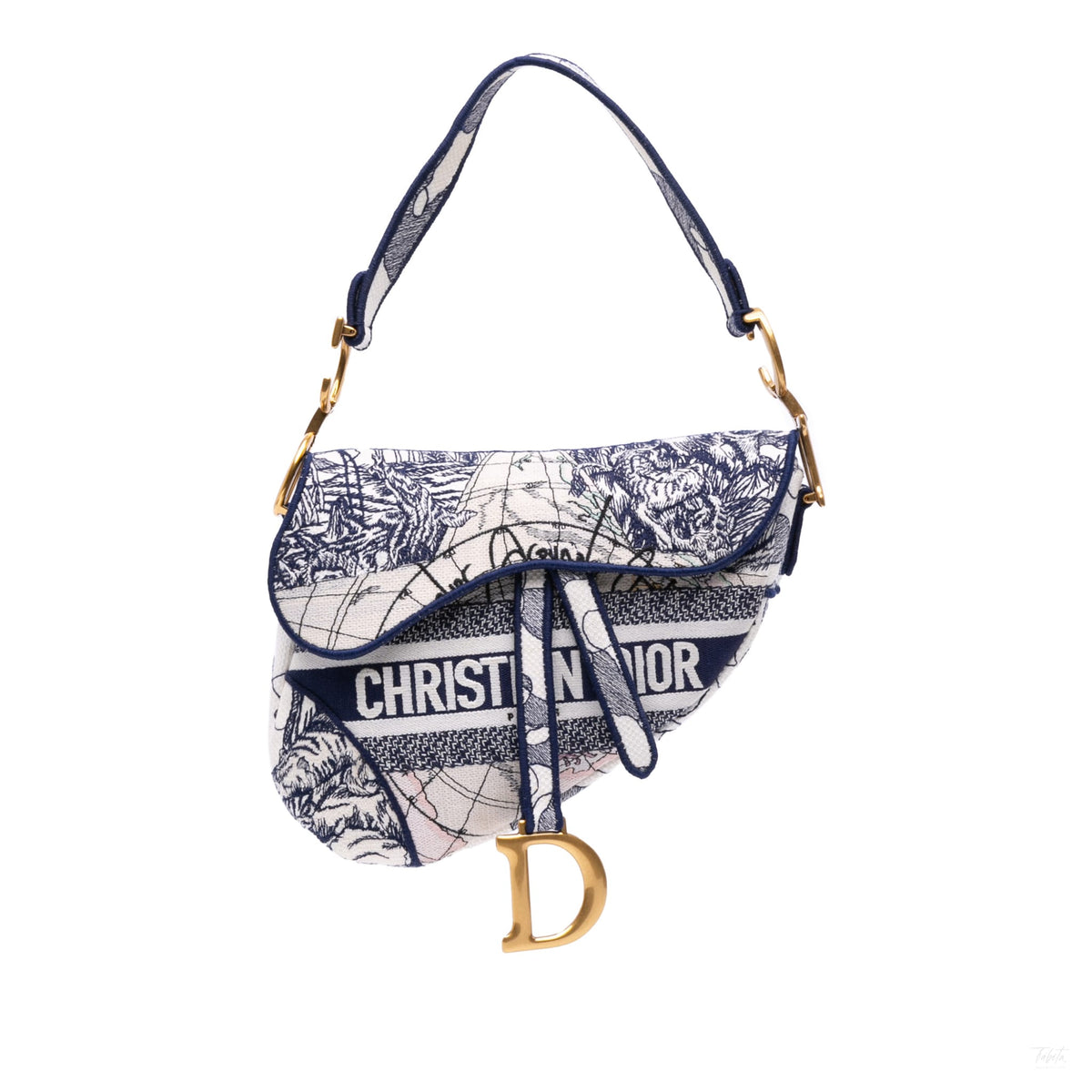 Second hand Dior Saddle Canvas Saddle Handbag No Strap Blue - Tabita Bags