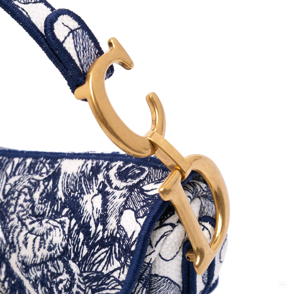 Second hand Dior Saddle Canvas Saddle Handbag No Strap Blue - Tabita Bags