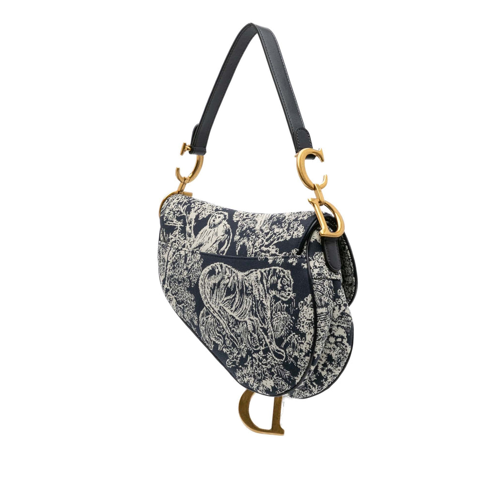 Second hand Dior Saddle Canvas Saddle Handbag No Strap Blue - Tabita Bags