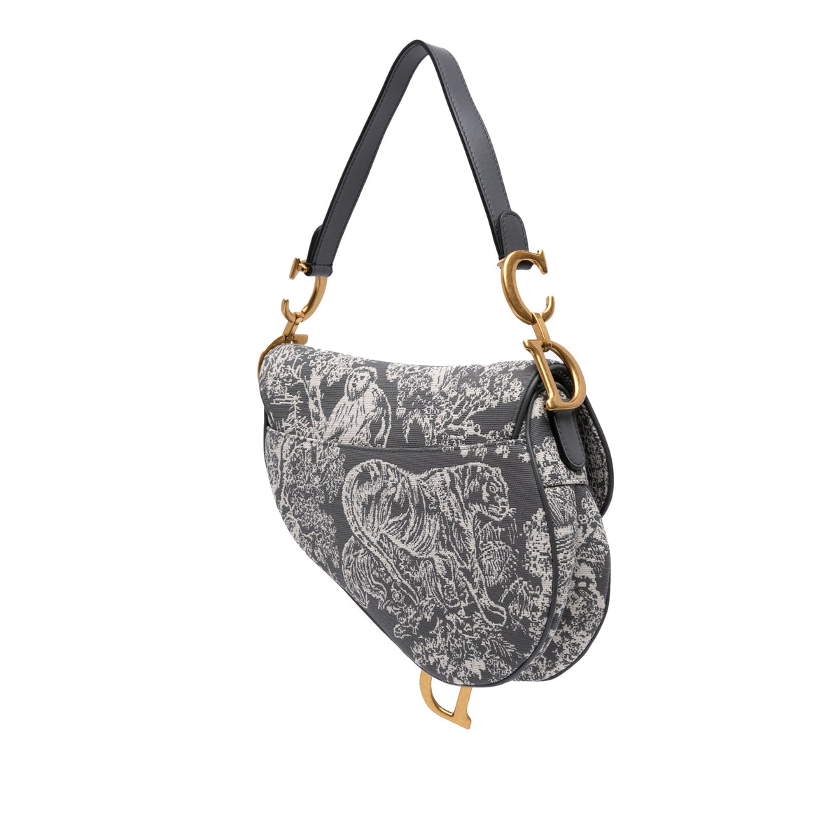 Second hand Dior Saddle Canvas Saddle Handbag No Strap Grey - Tabita Bags