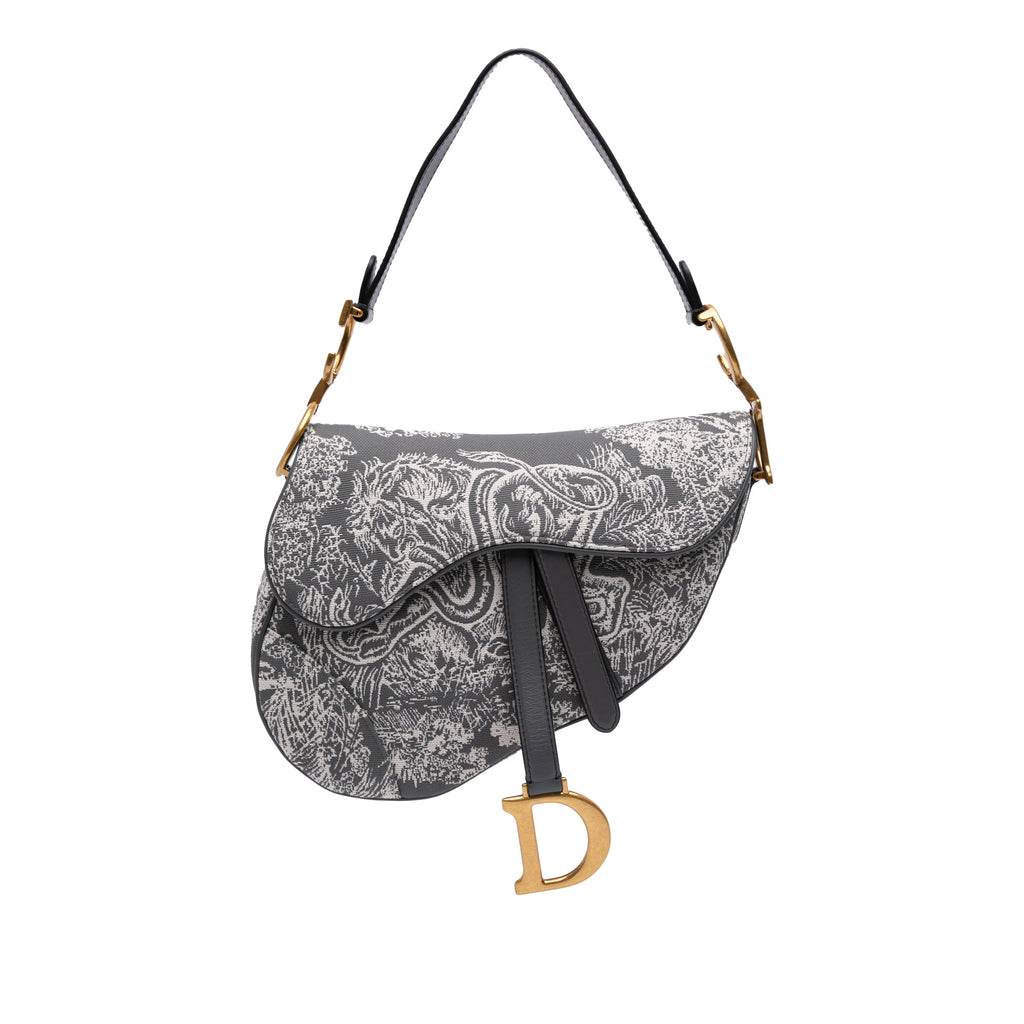 Second hand Dior Saddle Canvas Saddle Handbag No Strap Grey - Tabita Bags