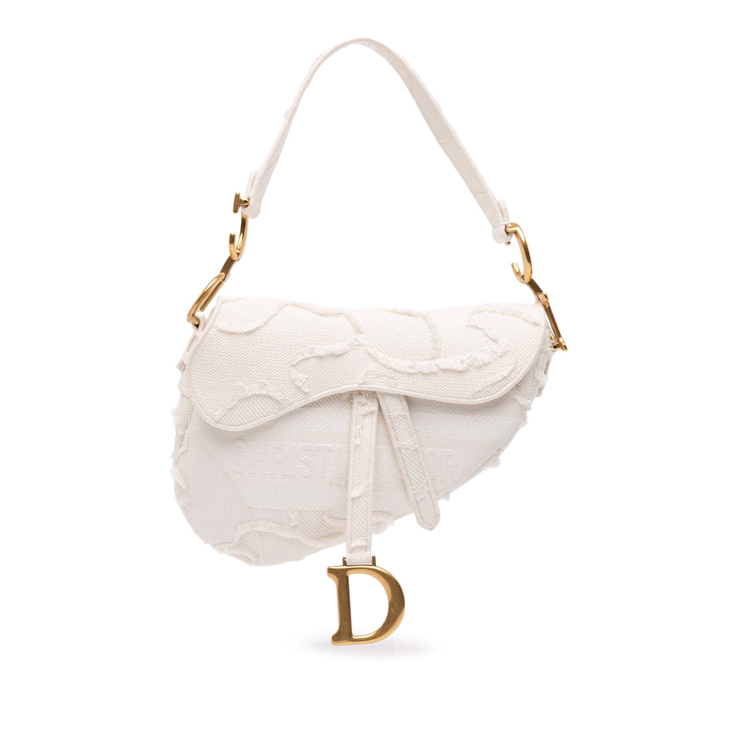 Second hand Dior Saddle Canvas Saddle Handbag No Strap White - Tabita Bags