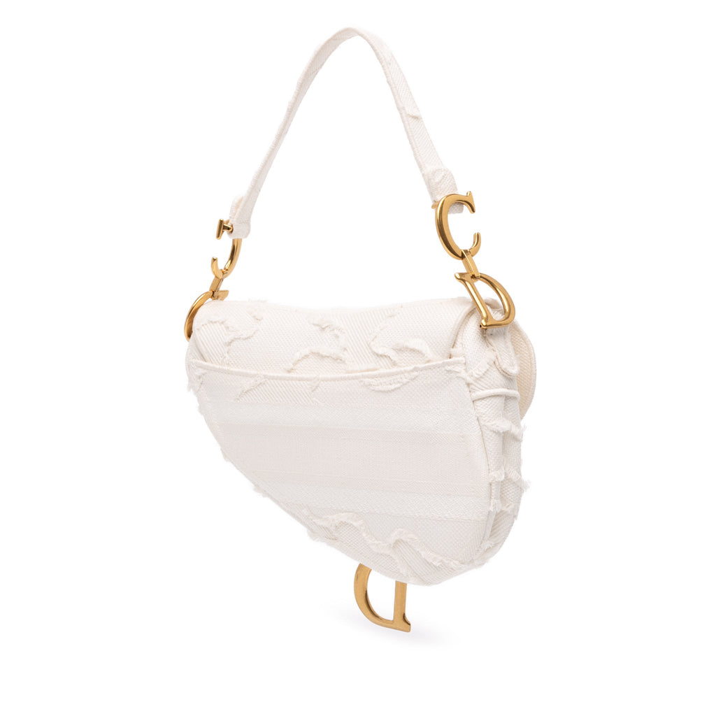 Second hand Dior Saddle Canvas Saddle Handbag No Strap White - Tabita Bags