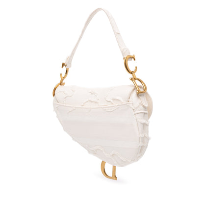 Second hand Dior Saddle Canvas Saddle Handbag No Strap White - Tabita Bags