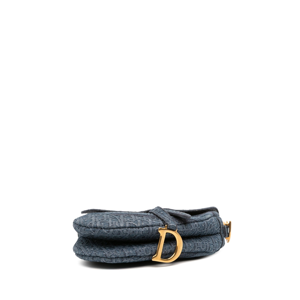 Second hand Dior Saddle Denim Shoulder Bag Blue - Tabita Bags