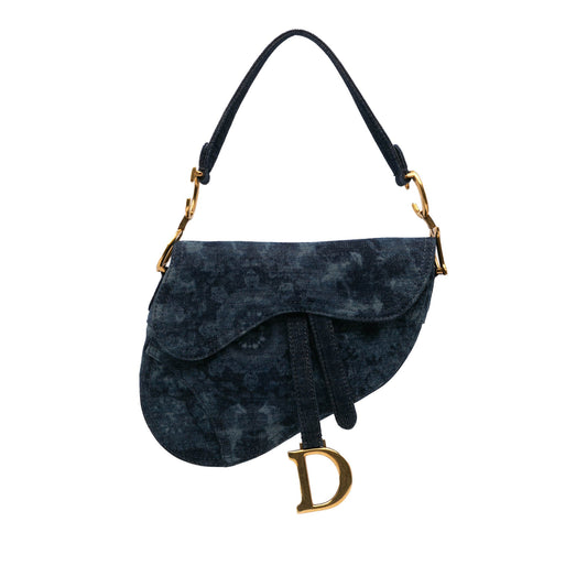 Second hand Dior Saddle Denim Shoulder Bag Tie Dye Blue - Tabita Bags