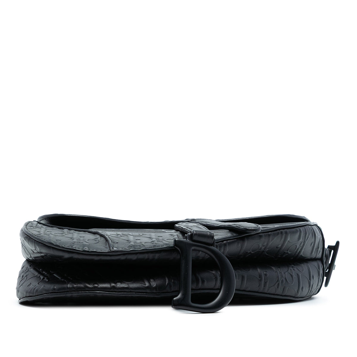 Second hand Dior Saddle Embossed Calfskin Leather Oblique No Strap Handbag Black - Tabita Bags