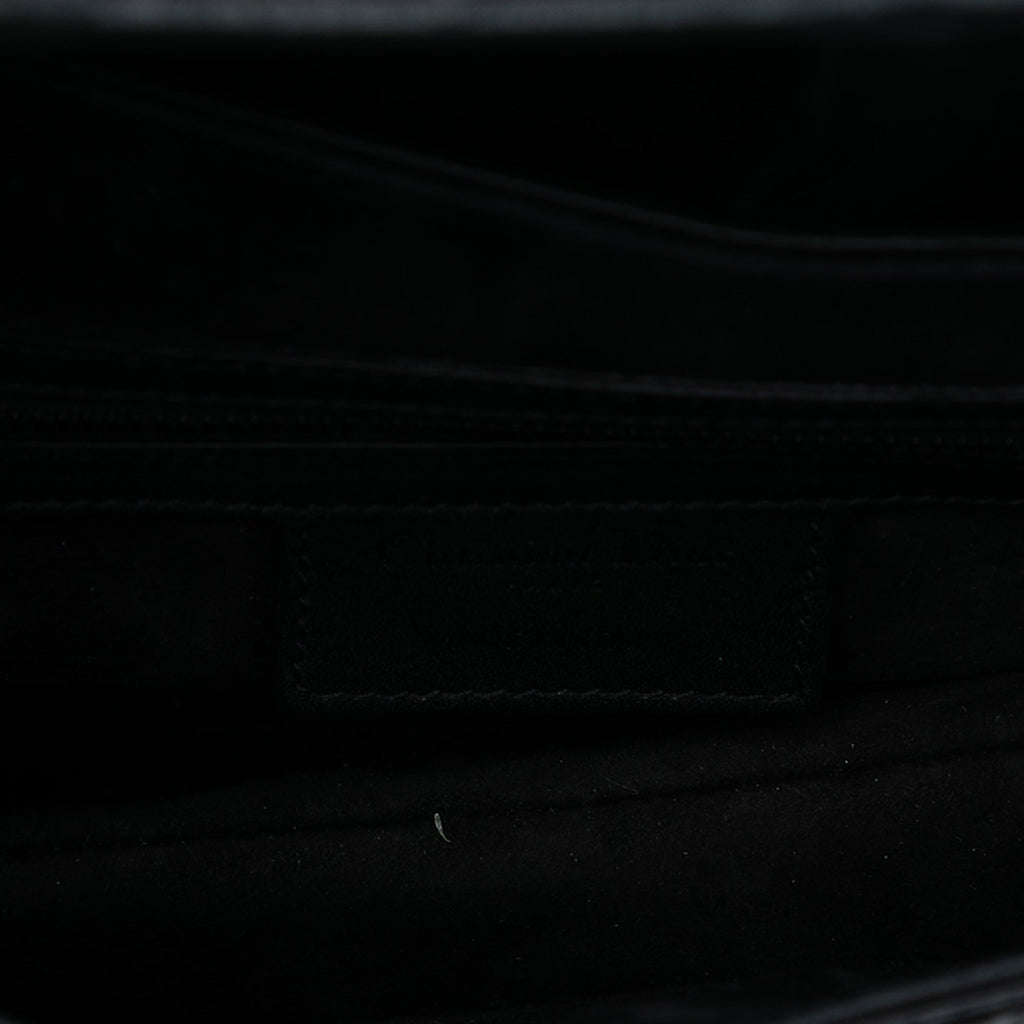 Second hand Dior Saddle Embossed Calfskin Leather Oblique No Strap Handbag Black - Tabita Bags