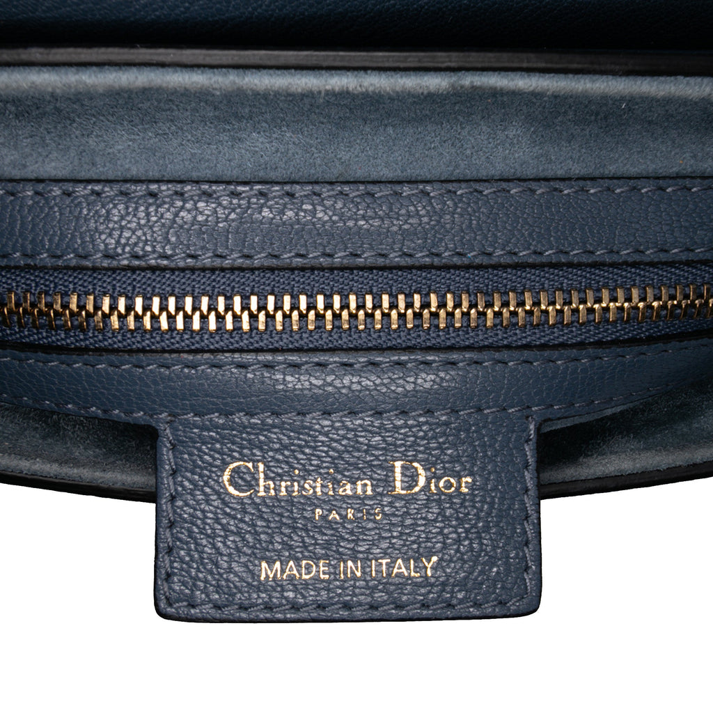 Second hand Dior Saddle Grained Calfskin Leather Handbag No Strap Blue - Tabita Bags