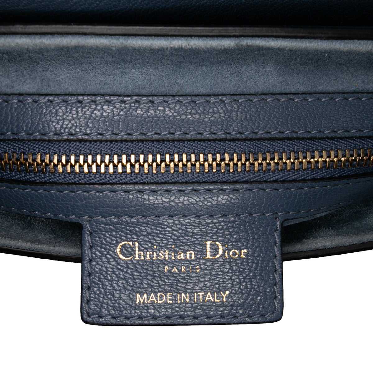 Second hand Dior Saddle Grained Calfskin Leather Handbag No Strap Blue - Tabita Bags