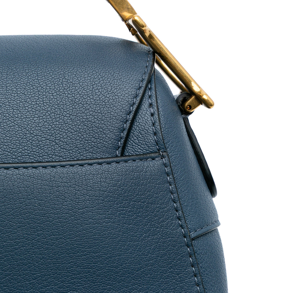 Second hand Dior Saddle Grained Calfskin Leather Handbag No Strap Blue - Tabita Bags