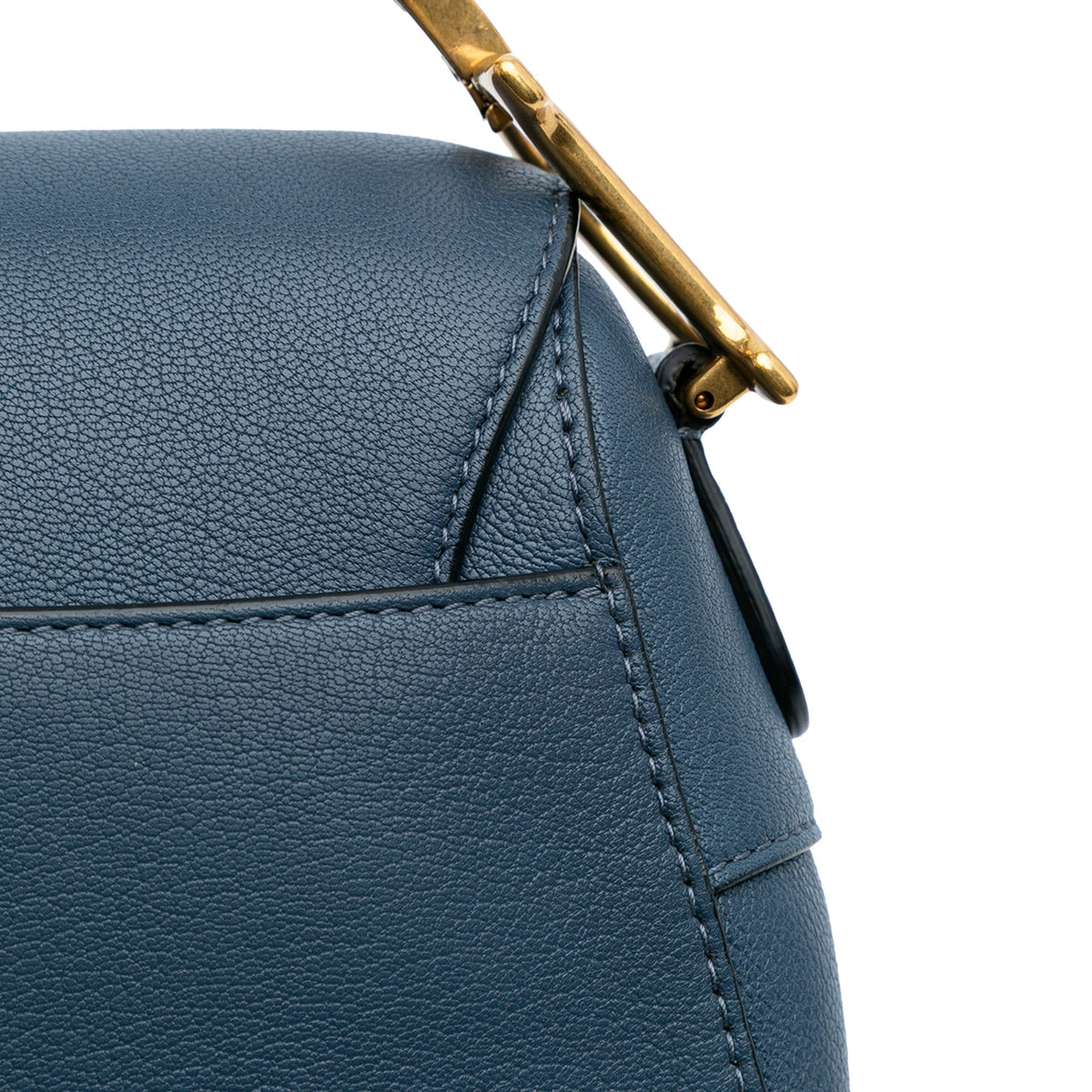 Second hand Dior Saddle Grained Calfskin Leather Handbag No Strap Blue - Tabita Bags