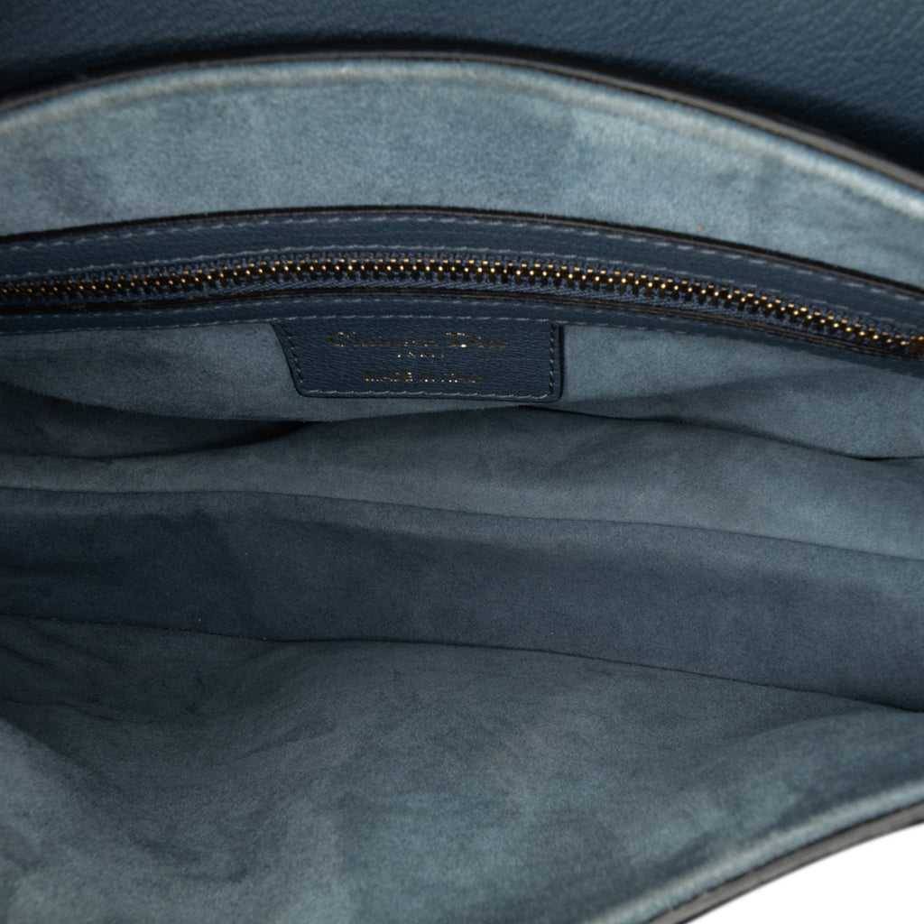 Second hand Dior Saddle Grained Calfskin Leather Handbag No Strap Blue - Tabita Bags