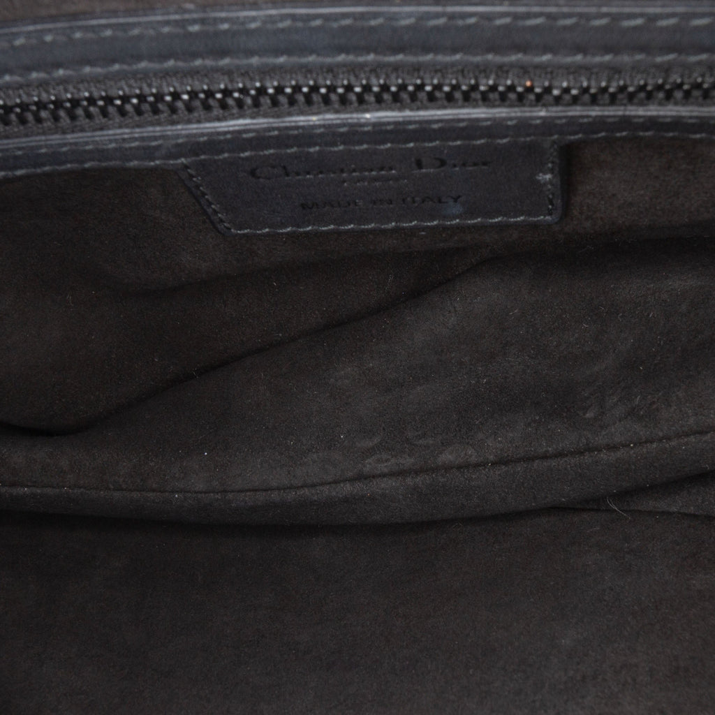 Second hand Dior Saddle Grained Calfskin Leather No Strap Handbag Black - Tabita Bags