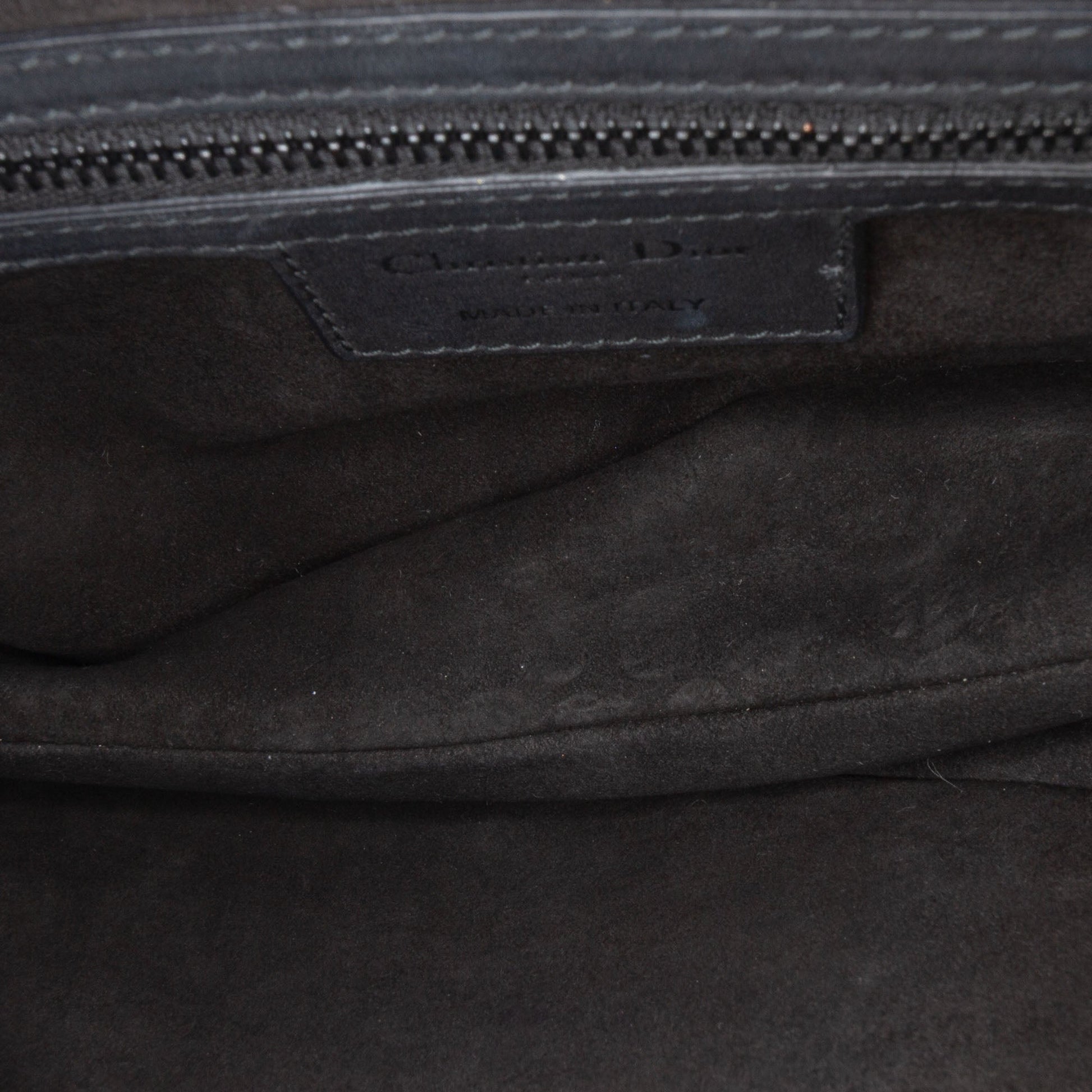 Second hand Dior Saddle Grained Calfskin Leather No Strap Handbag Black - Tabita Bags